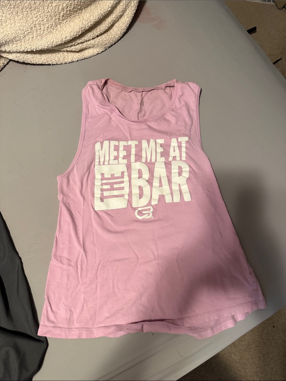 Cyclebar Pink Graphic Tank with White Text